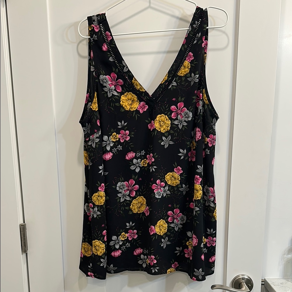 Torrid Floral Sleeveless Top - Black, Yellow, Pink